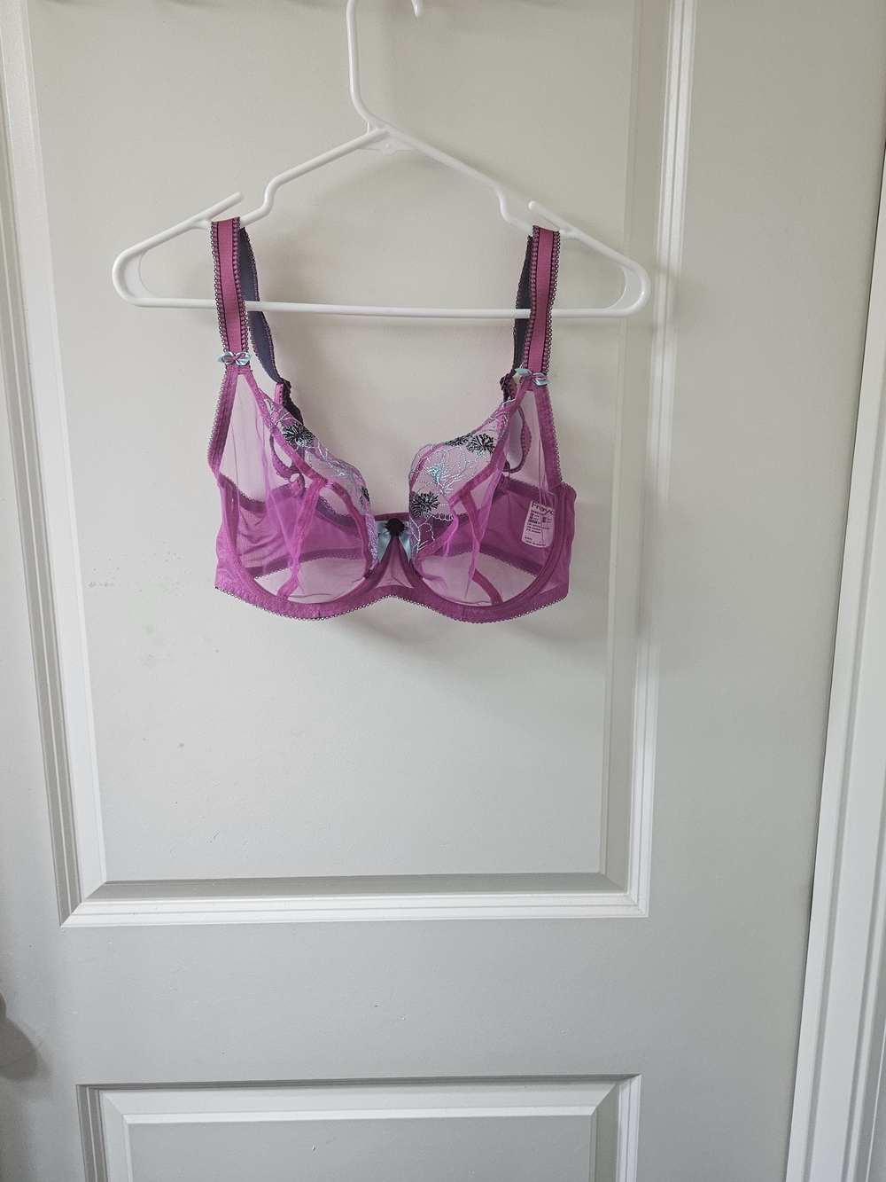 Freya Fuchsia Sheer Floral Embroidered Unlined Bra